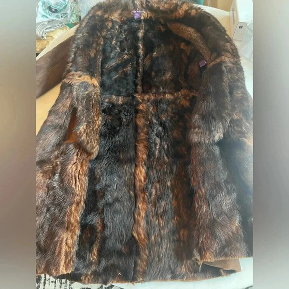 Ralph Lauren Collection Purple Label Shearling Fur Coat Brown Leather Suede 8 M - Picture 7 of 15